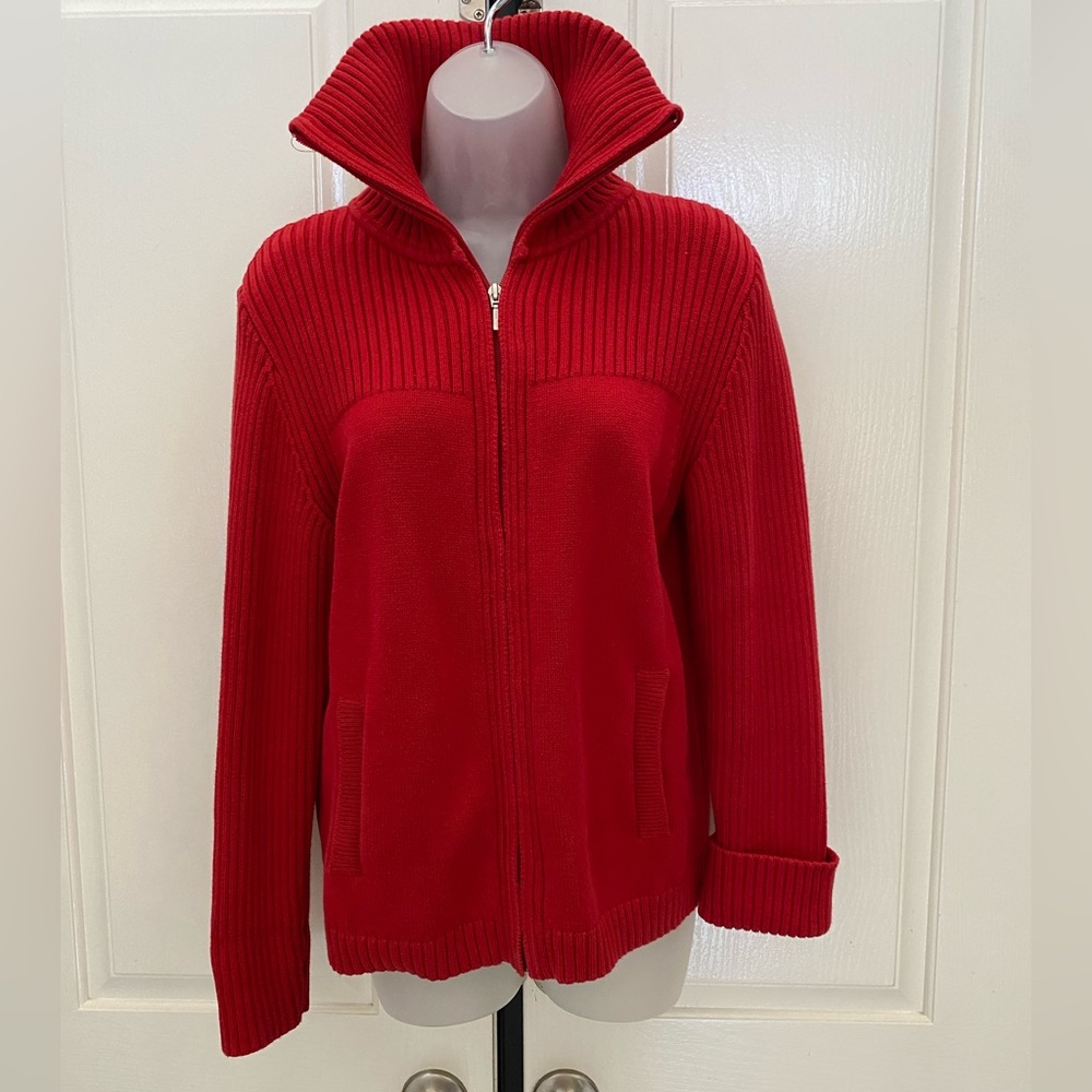 Vintage Pendleton Red Collared Full Zip Sweater M - image 1